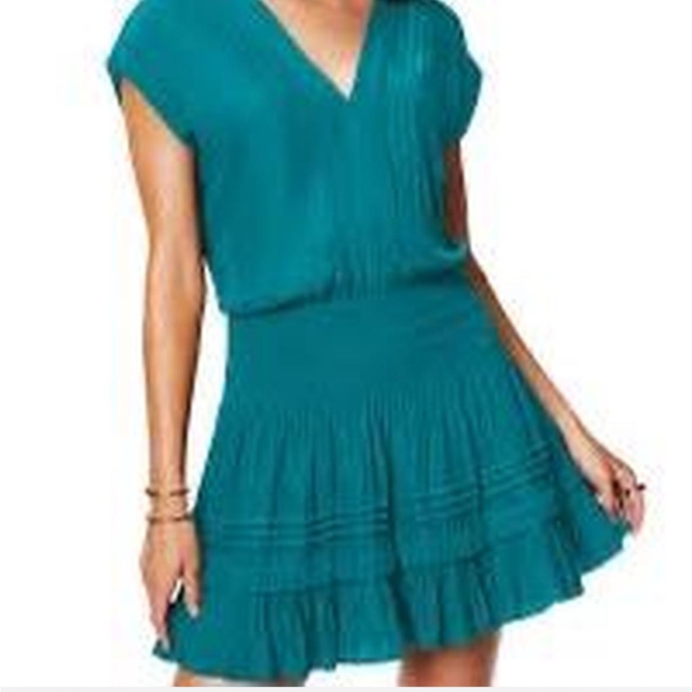 NWOT Ramy Brook Aqua Pleated Mini Dress Size Small